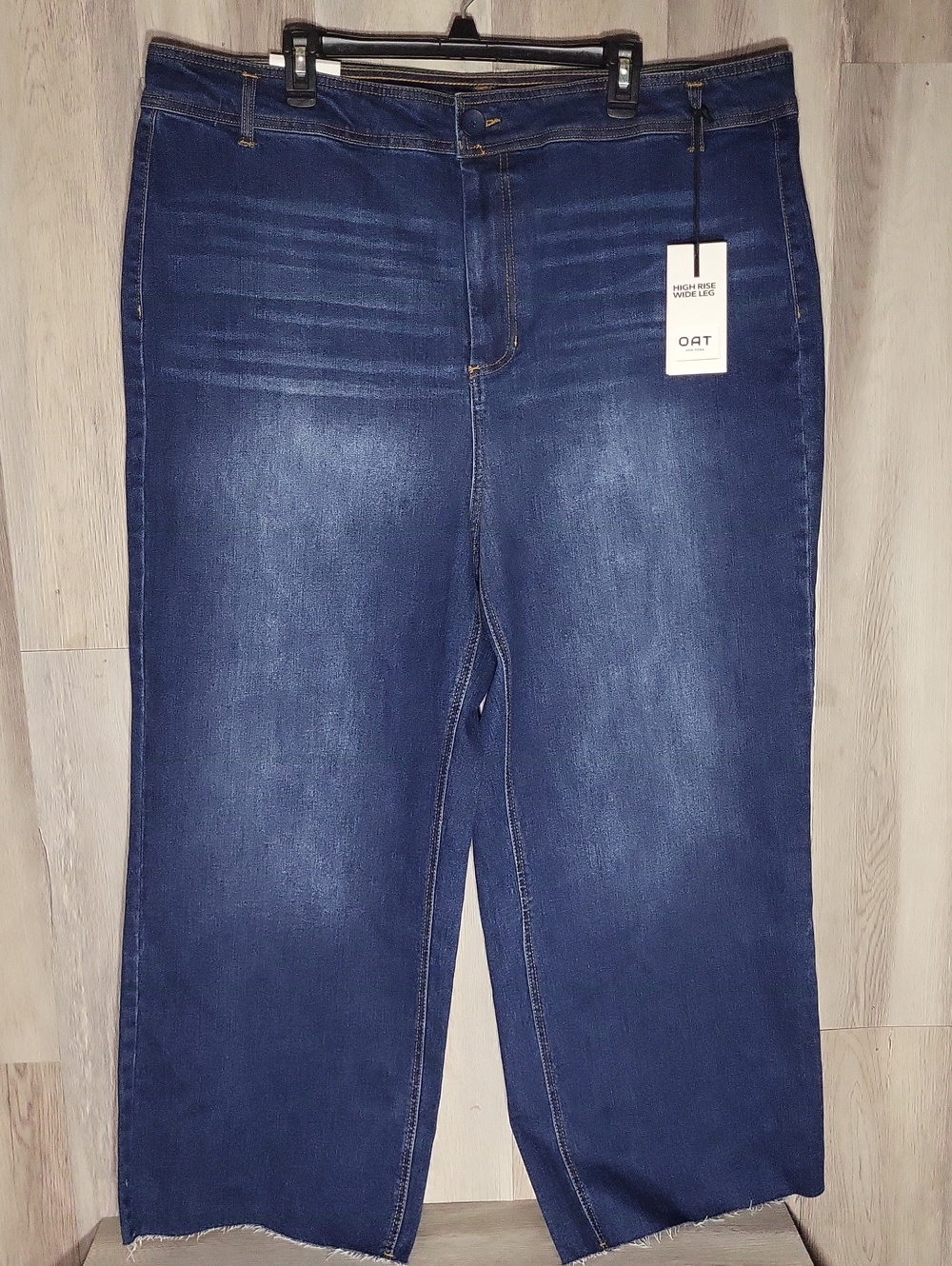 OAT High Rise Wide Leg Womens 22W Jeans Denim Raw Hem Plus NWT